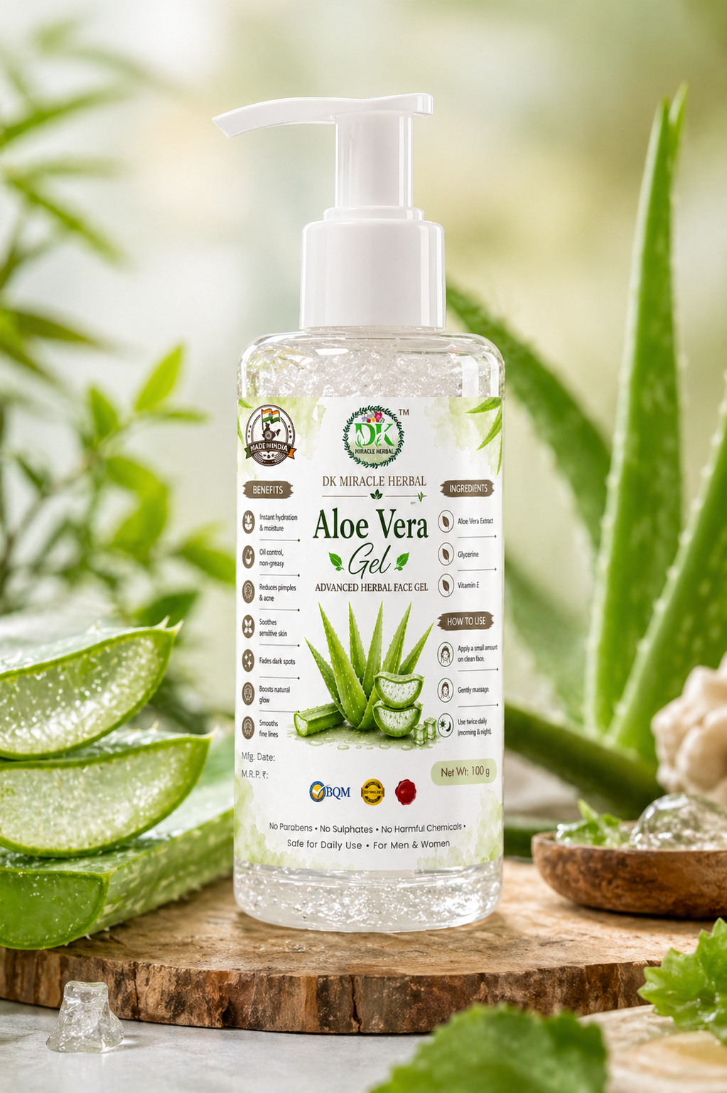 100% pure Aloe Vera Gel for Face, Skin | Soothing & Hydrating Gel | Helps Reduce Acne, Calm Irritation  | Lightweight, Hydrating & Non-Sticky Formula | 100g