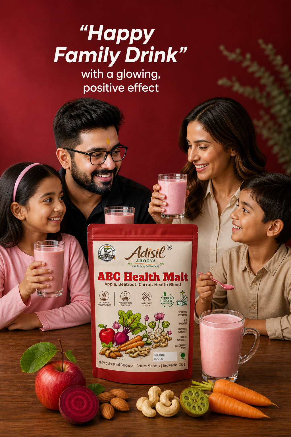 ABC Malt Powder – Apple, Beetroot & Carrot Blend | Immunity Booster | Daily Nutrition Health Drink | 250 g